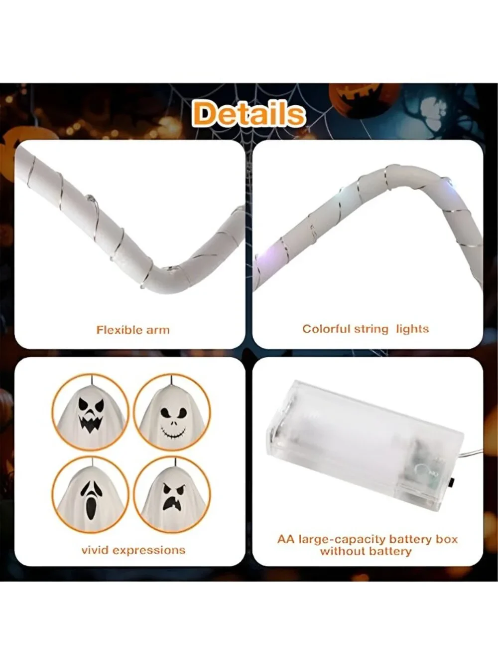 4 Pcs Halloween Hanging Ghost Decorations,Color-Changing Light Up Ghost with